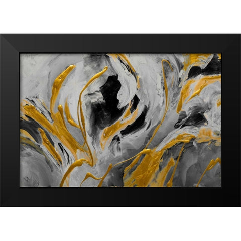 The Sea Sings in Blue and Gold Black Modern Wood Framed Art Print by Loreth, Lanie