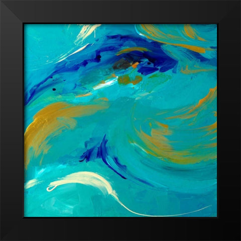 The Sea Sings in Teal Square Black Modern Wood Framed Art Print by Loreth, Lanie