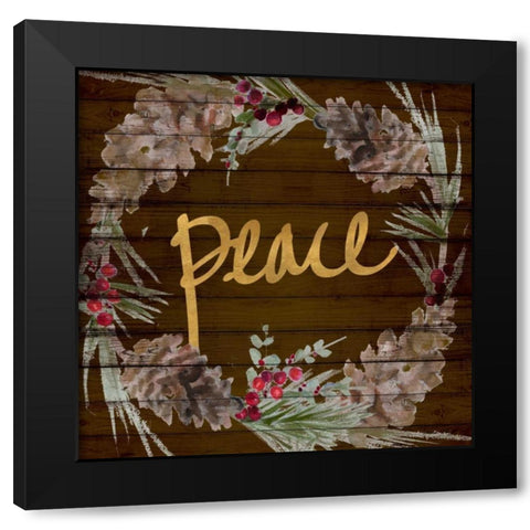 Love and Peace Wreath I Black Modern Wood Framed Art Print by Loreth, Lanie