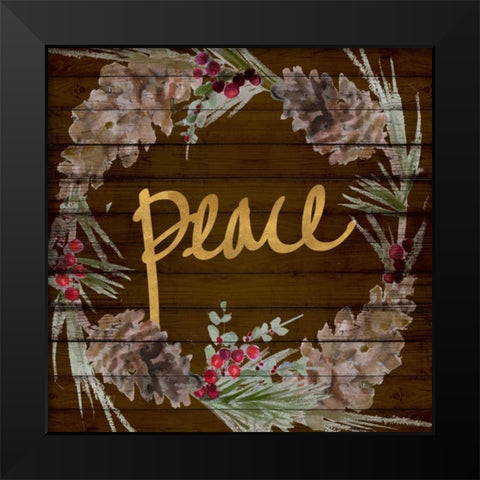 Love and Peace Wreath I Black Modern Wood Framed Art Print by Loreth, Lanie