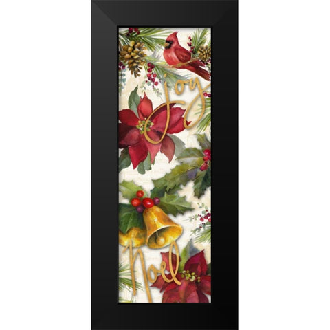 Christmas Poinsettia Panel I Black Modern Wood Framed Art Print by Loreth, Lanie