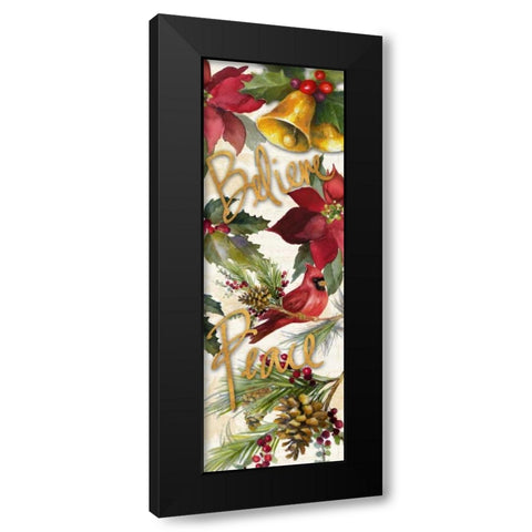 Christmas Poinsettia Panel III Black Modern Wood Framed Art Print by Loreth, Lanie