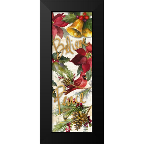 Christmas Poinsettia Panel III Black Modern Wood Framed Art Print by Loreth, Lanie