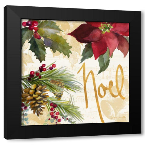 Christmas Poinsettia III Black Modern Wood Framed Art Print by Loreth, Lanie