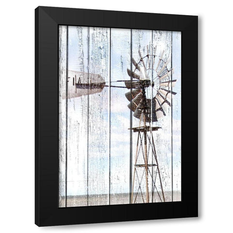 White Washed Windmill Black Modern Wood Framed Art Print by Coppel, Anna
