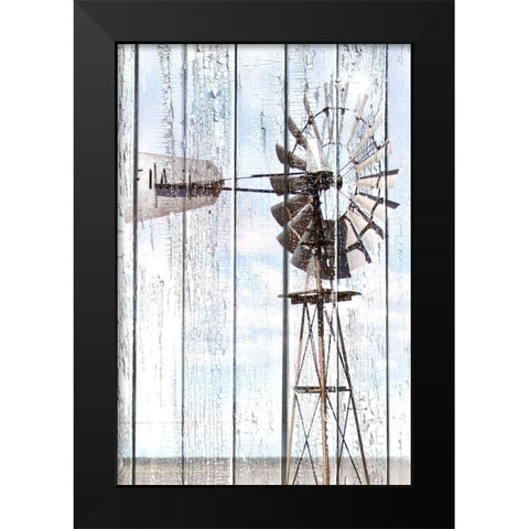 White Washed Windmill Black Modern Wood Framed Art Print by Coppel, Anna