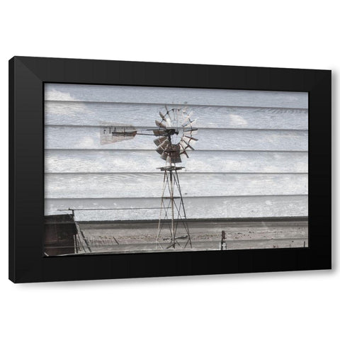 Rusted Windmill on Wood Black Modern Wood Framed Art Print by Coppel, Anna