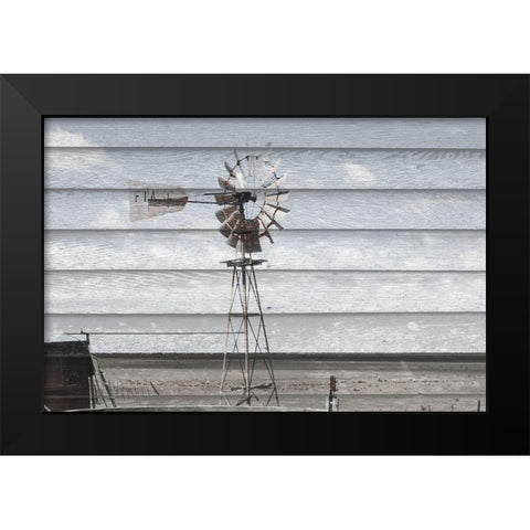 Rusted Windmill on Wood Black Modern Wood Framed Art Print by Coppel, Anna