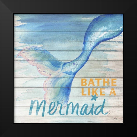 Mermaid Bath I Black Modern Wood Framed Art Print by Medley, Elizabeth