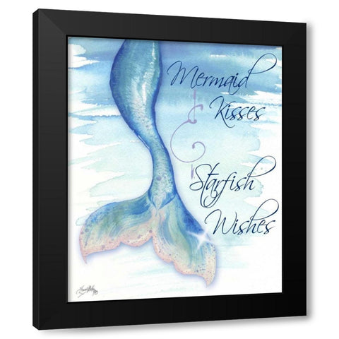 Mermaid Tail I (kisses and wishes) Black Modern Wood Framed Art Print by Medley, Elizabeth