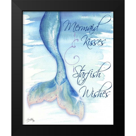 Mermaid Tail I (kisses and wishes) Black Modern Wood Framed Art Print by Medley, Elizabeth
