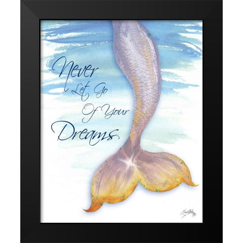 Mermaid Tail II (never let go of dreams) Black Modern Wood Framed Art Print by Medley, Elizabeth