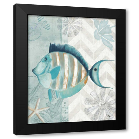 Nautical World VI Black Modern Wood Framed Art Print with Double Matting by Medley, Elizabeth