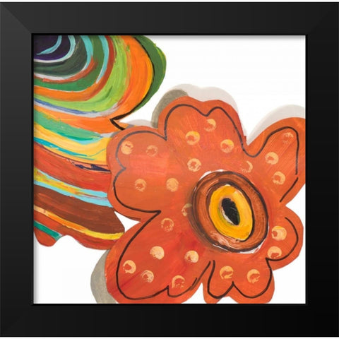 Collage Flowers III Black Modern Wood Framed Art Print by Pinto, Patricia