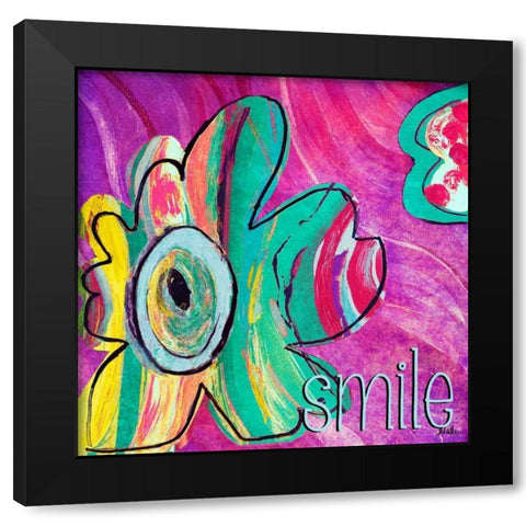 Bright Collage Flowers I Black Modern Wood Framed Art Print by Pinto, Patricia