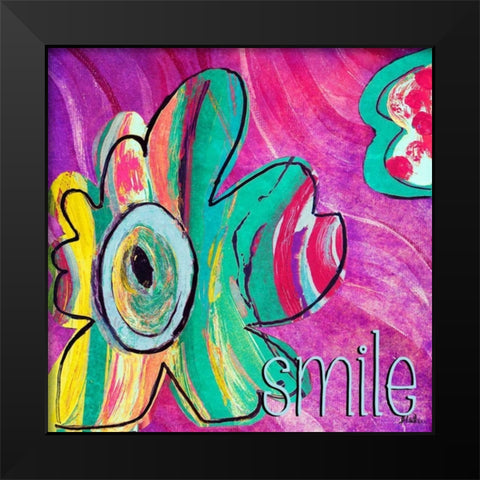 Bright Collage Flowers I Black Modern Wood Framed Art Print by Pinto, Patricia