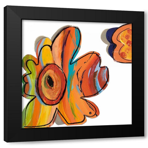 Collage Flowers I Black Modern Wood Framed Art Print by Pinto, Patricia