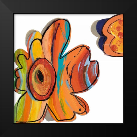 Collage Flowers I Black Modern Wood Framed Art Print by Pinto, Patricia