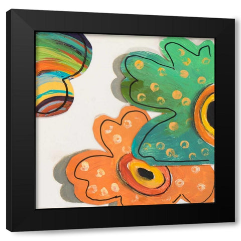 Collage Flowers IV Black Modern Wood Framed Art Print by Pinto, Patricia