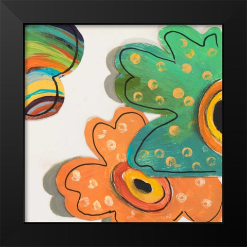 Collage Flowers IV Black Modern Wood Framed Art Print by Pinto, Patricia