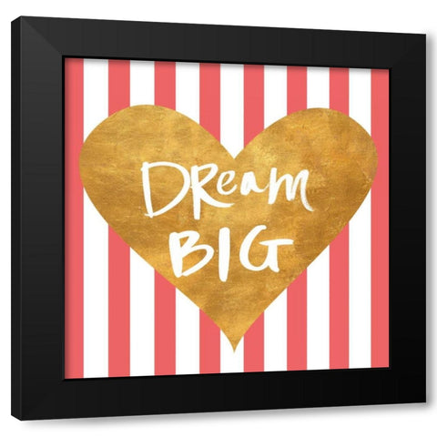 Heart on Stripes I Black Modern Wood Framed Art Print by SD Graphics Studio