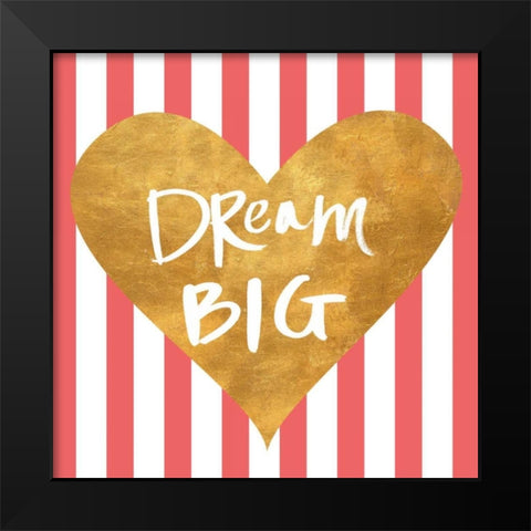 Heart on Stripes I Black Modern Wood Framed Art Print by SD Graphics Studio