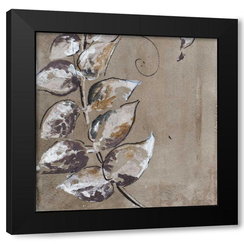 Watercolor Leaves Square I Black Modern Wood Framed Art Print with Double Matting by Pinto, Patricia