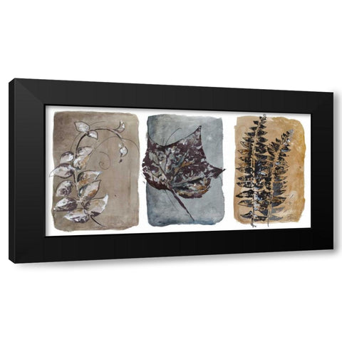 Watercolor Sepia Leaves I Black Modern Wood Framed Art Print by Pinto, Patricia