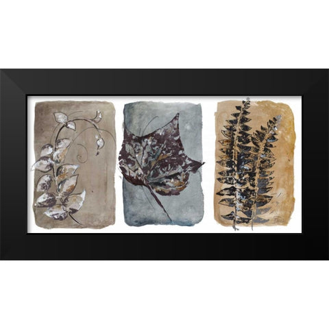 Watercolor Sepia Leaves I Black Modern Wood Framed Art Print by Pinto, Patricia
