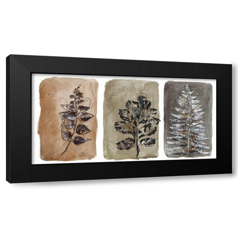 Watercolor Sepia Leaves II Black Modern Wood Framed Art Print by Pinto, Patricia