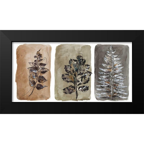 Watercolor Sepia Leaves II Black Modern Wood Framed Art Print by Pinto, Patricia