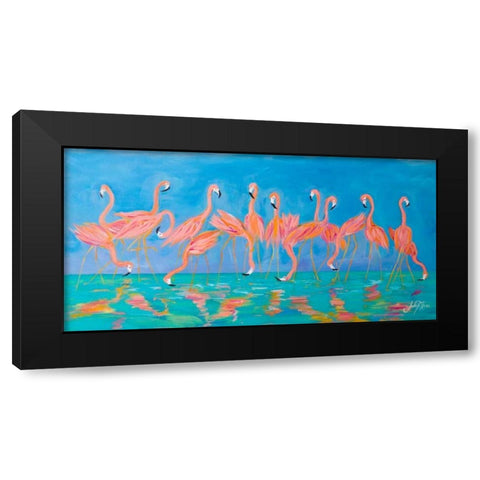 Flamingos Black Modern Wood Framed Art Print by DeRice, Julie