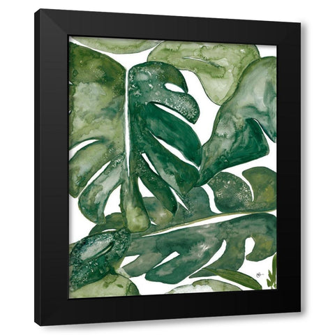 Green Plant Party I Black Modern Wood Framed Art Print with Double Matting by Papa, Kat