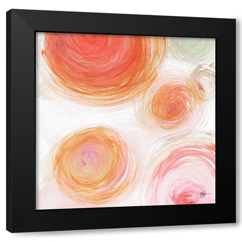 Orange Contempo Light Circles Black Modern Wood Framed Art Print by Papa, Kat