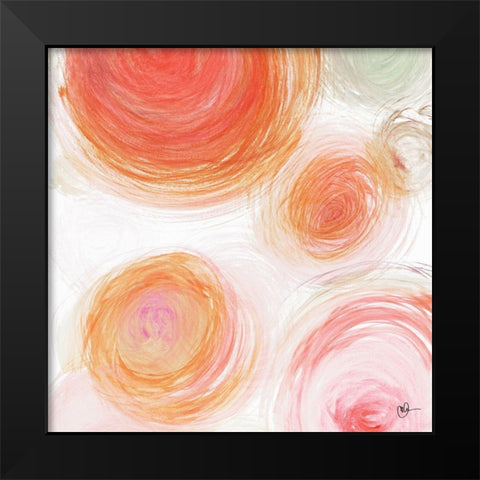 Orange Contempo Light Circles Black Modern Wood Framed Art Print by Papa, Kat