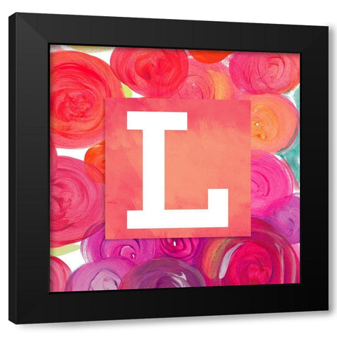 Dot Garden Monogram (L) Black Modern Wood Framed Art Print by James, Nola