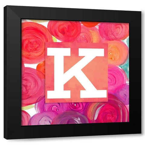 Dot Garden Monogram (K) Black Modern Wood Framed Art Print with Double Matting by James, Nola