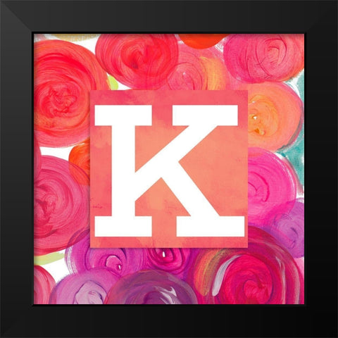 Dot Garden Monogram (K) Black Modern Wood Framed Art Print by James, Nola