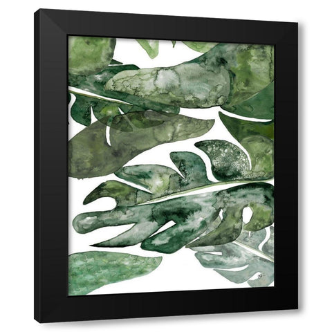 Green Plant Party II Black Modern Wood Framed Art Print by Papa, Kat