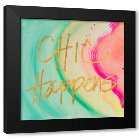 Chic Glitter I Black Modern Wood Framed Art Print by James, Nola