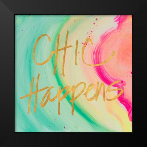 Chic Glitter I Black Modern Wood Framed Art Print by James, Nola