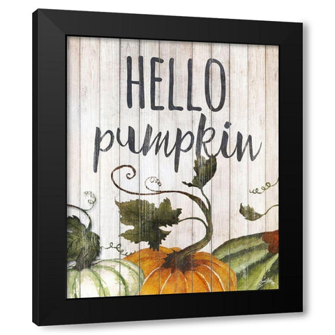 Hello Autumn Gourds I Black Modern Wood Framed Art Print with Double Matting by Medley, Elizabeth