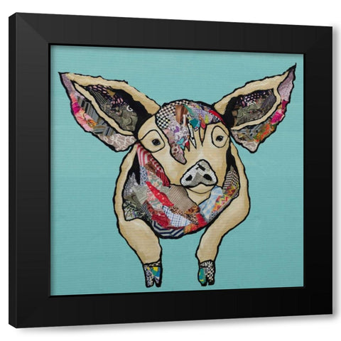 Farm Collage on Teal I Black Modern Wood Framed Art Print by Ritter, Gina