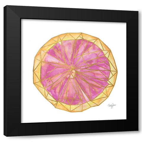 Origami Grapefruit Black Modern Wood Framed Art Print by James, Nola