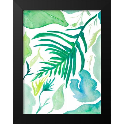 Green Water Leaves I Black Modern Wood Framed Art Print by Papa, Kat
