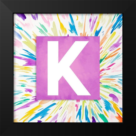 Color Explosion Monogram (K) Black Modern Wood Framed Art Print by James, Nola