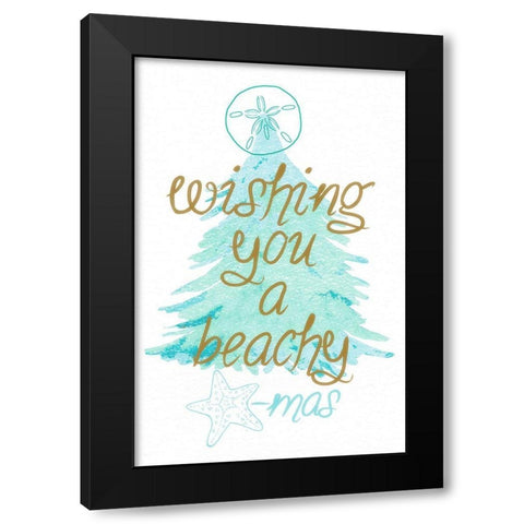 Beachy Xmas Black Modern Wood Framed Art Print by James, Nola