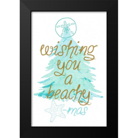 Beachy Xmas Black Modern Wood Framed Art Print by James, Nola