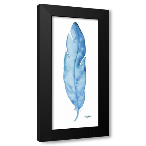 Blue Feather Black Modern Wood Framed Art Print with Double Matting by James, Nola