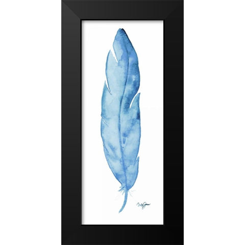 Blue Feather Black Modern Wood Framed Art Print by James, Nola